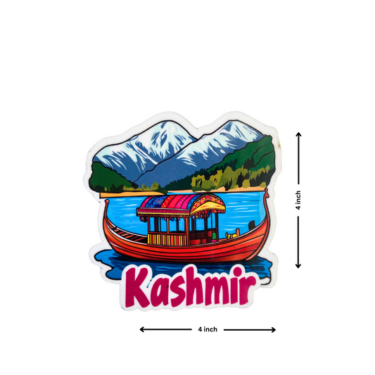Kashmir Fridge Magnet - Dal Lake Shikara Scene | Travel Souvenir from Kashmir | Kashmir Gift - Wander Tag