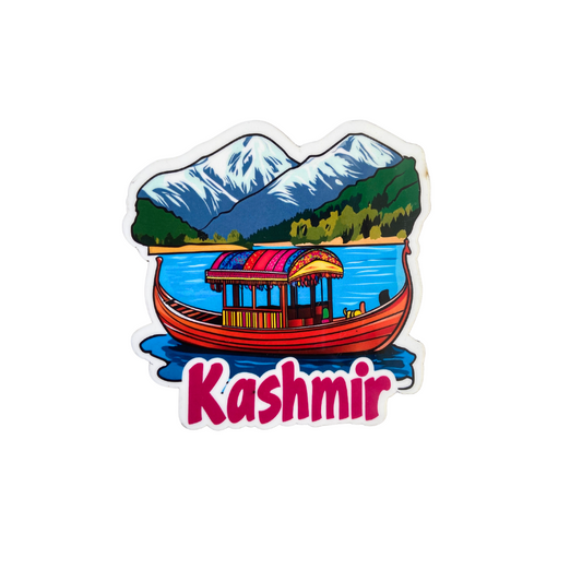 Kashmir Fridge Magnet - Dal Lake Shikara Scene | Travel Souvenir from Kashmir | Kashmir Gift - Wander Tag